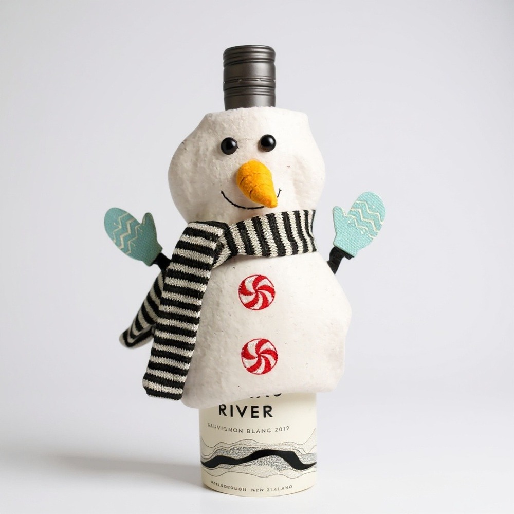 Adorable‎ Snowman Wine Bottle Cover Holiday Christmas Party Decor Festive
